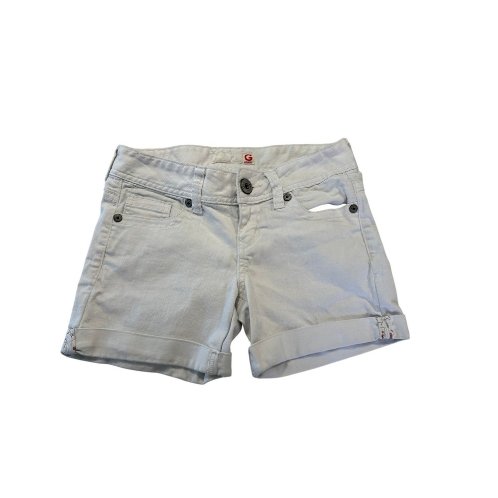 G‎ by Guess White Denim Shorts Women's Size 26 Cuffed Stretch Summer